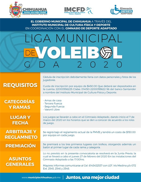 Gobierno Municipal invita a participar en la Liga de Voleibol para ...